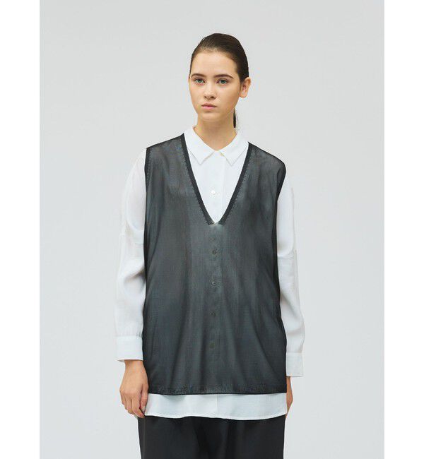 mizuiro ind「mizuiro ind シアー深Vネックベスト」|ベスト・ジレ|ブラック