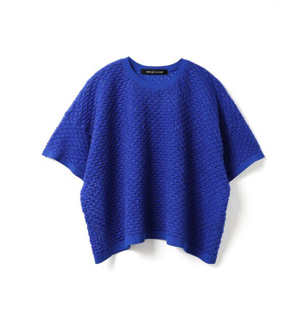 mizuiro ind「mizuiro ind パターンシアーワイドプルオーバー」|ニット・セーター|ブルー
