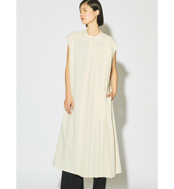 MIDIUMISOLID「MIDIUMISOLID for Ladies アシンメトリープリーツノースリーブワンピース」|ワンピース|