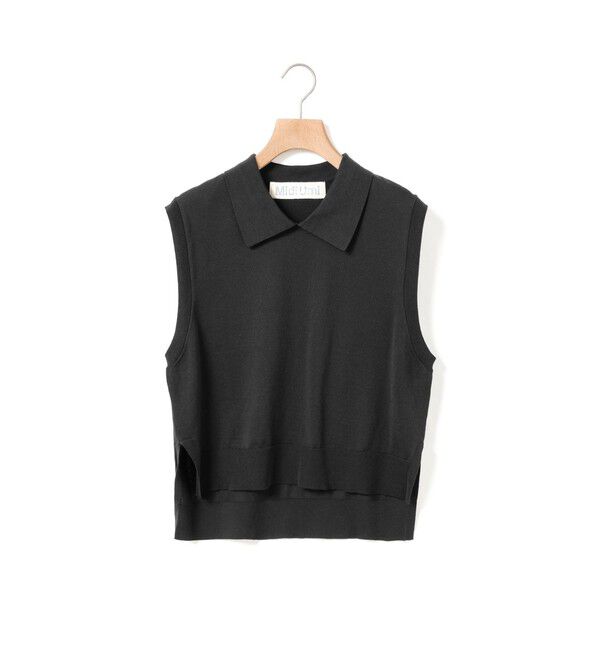 MidiUmi「MidiUmi 襟付きニットベスト」|ベスト・ジレ|ブラック