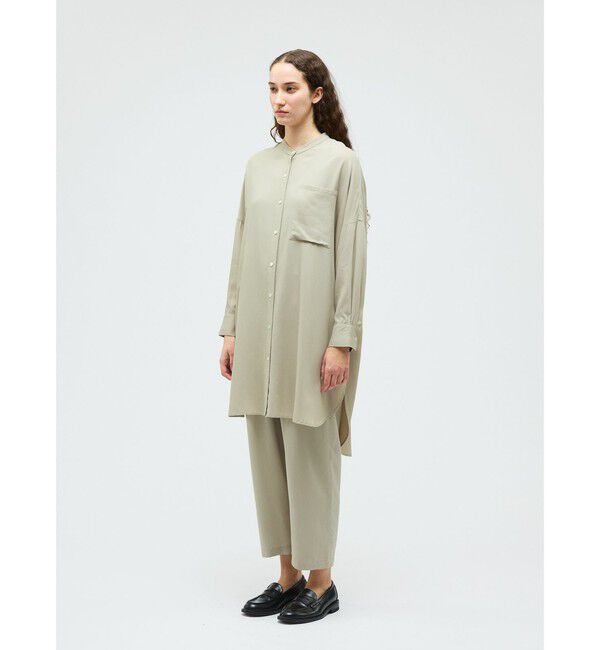 mizuiro ind「mizuiro ind T/Rバンドカラーロングシャツ」|シャツ・ブラウス|