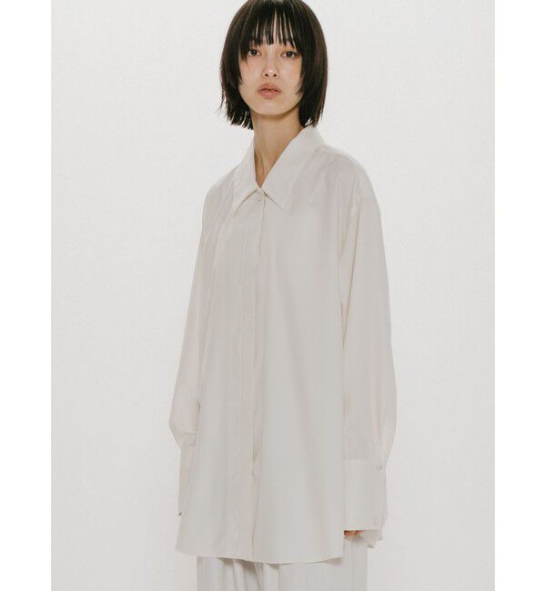 MIDIUMISOLID「MIDIUMISOLID for Ladies リラックスロングカフスシャツ」|シャツ・ブラウス|アイボリー