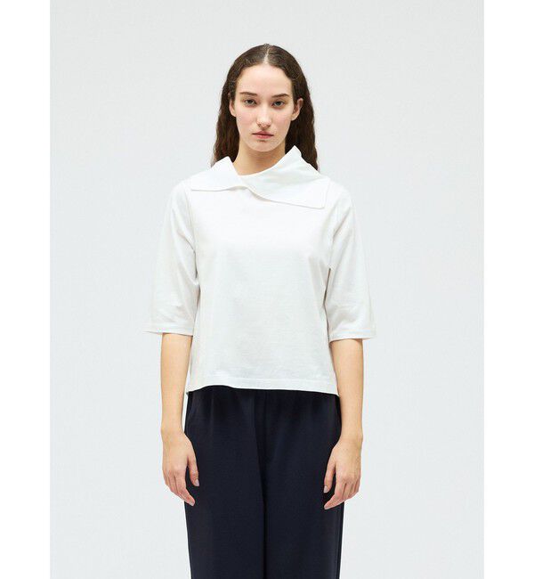 mizuiro ind「mizuiro ind アシンメトリーカラープルオーバー」|Tシャツ・カットソー|オフホワイト