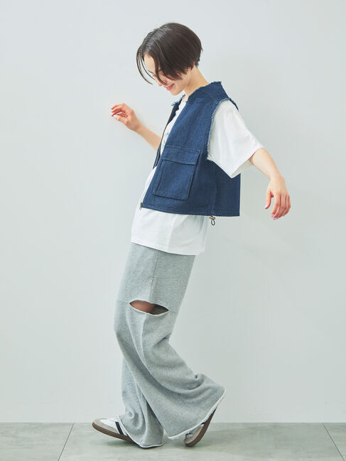 SM2「ツイル/デニムフリンジショートベスト」|ダウンベスト・ベスト|