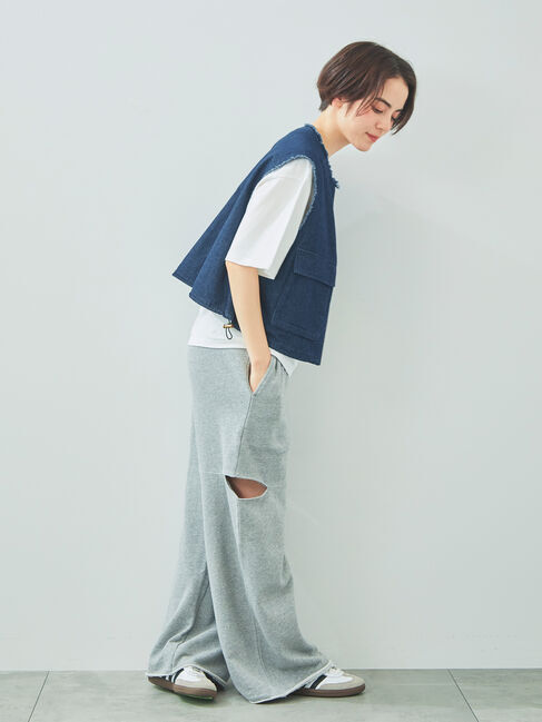 SM2「ツイル/デニムフリンジショートベスト」|ダウンベスト・ベスト|