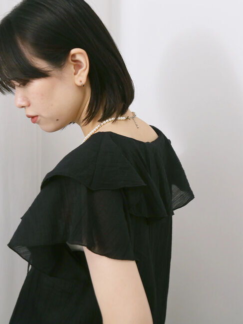 Samansa Mos2 blue「◎フリルブラウス」|シャツ・ブラウス|