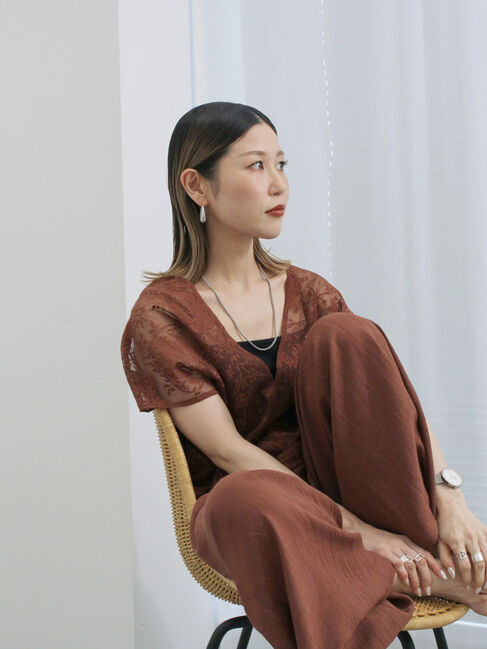 Samansa Mos2 blue「楊柳ガウチョパンツ」|その他|