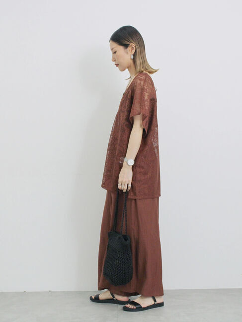 Samansa Mos2 blue「楊柳ガウチョパンツ」|その他|