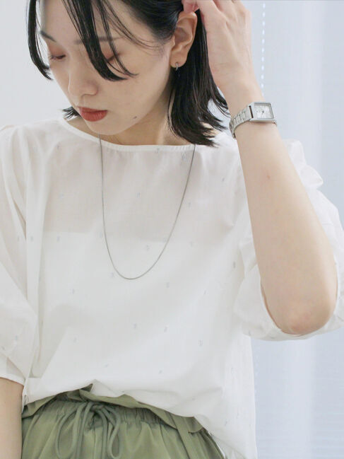 Samansa Mos2 blue「◎ドット刺繍ブラウス」|シャツ・ブラウス|オフホワイト