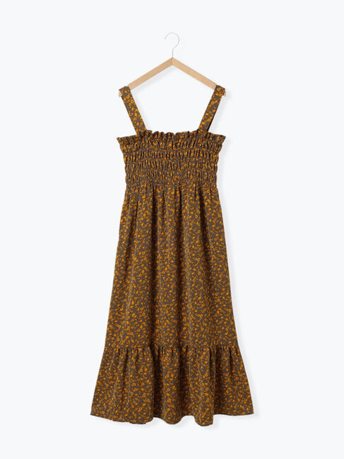 Samansa Mos2 blue「花柄シャーリングワンピース」|ワンピース|