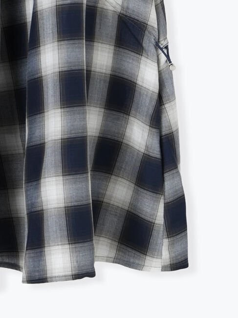 Samansa Mos2 blue「オンブレチェックドロストギャザースカート」|スカート|
