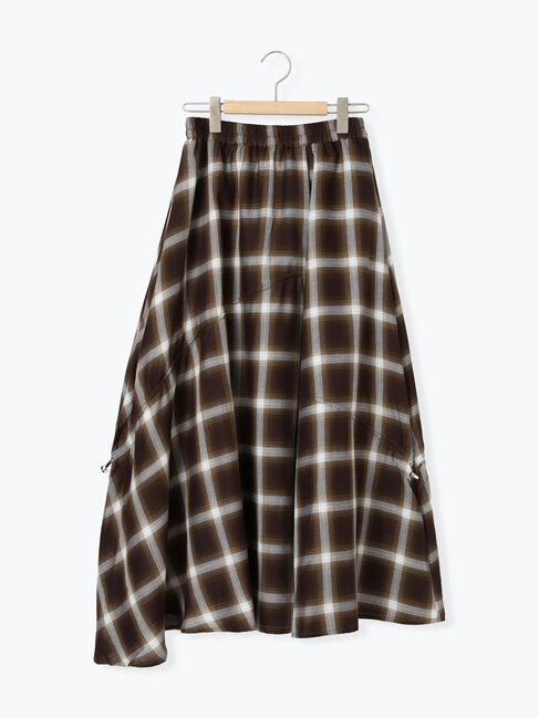 Samansa Mos2 blue「オンブレチェックドロストギャザースカート」|スカート|