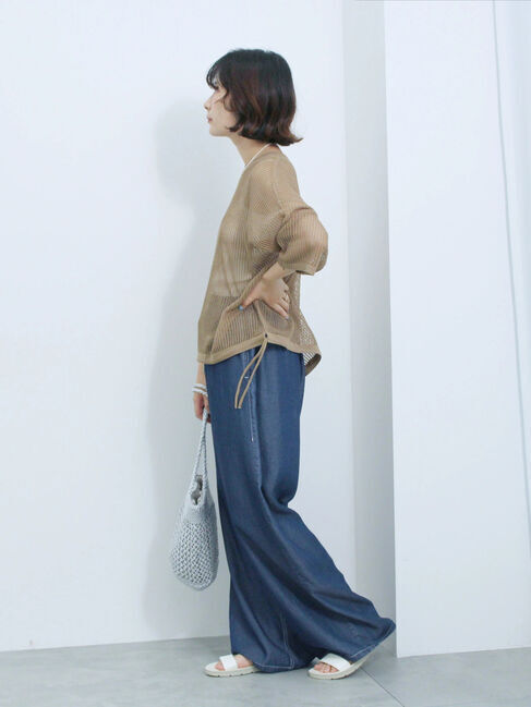 Samansa Mos2 blue「メッシュプルオーバー」|ニット・セーター|