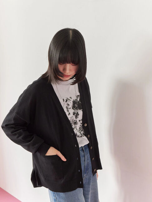 Samansa Mos2 blue「マルチスタイルVネックカーディガン」|カーディガン|