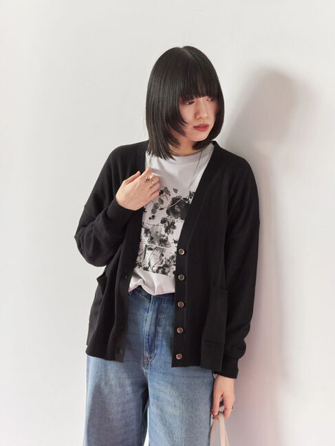 Samansa Mos2 blue「マルチスタイルVネックカーディガン」|カーディガン|