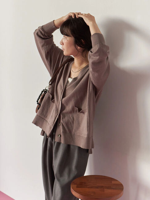 Samansa Mos2 blue「マルチスタイルVネックカーディガン」|カーディガン|