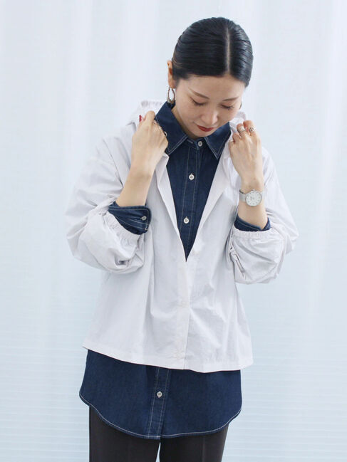 Samansa Mos2 blue「◎フードドロストシャツ」|シャツ・ブラウス|グレー