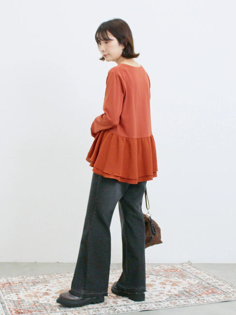 Samansa Mos2 blue「ペプラムドッキングカットソー」|Tシャツ・カットソー|