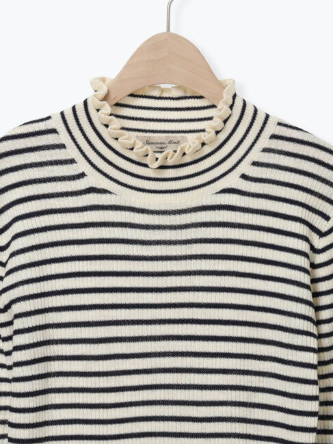 Samansa Mos2「【マシンウォッシャブル】リブフリルタートルネックニット」|ニット・セーター|