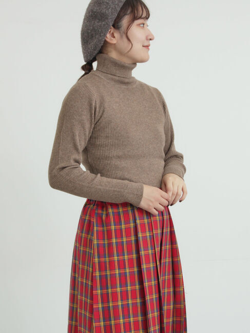 Samansa Mos2「【マシンウォッシャブル】もちもちリブタートルネックニット」|ニット・セーター|モカ