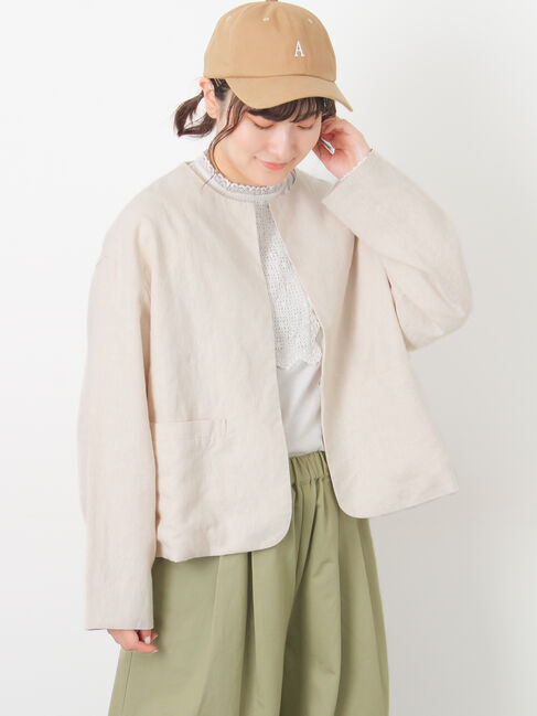 Samansa Mos2「【Cross&times;Linen】クルーネックジャケット」|その他|