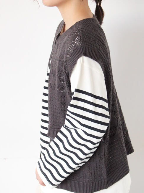 Samansa Mos2「パネルボーダーバスクシャツ」|Tシャツ・カットソー|