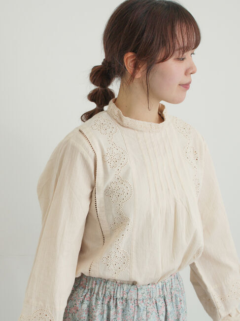 Samansa Mos2「スタンドカラーレースブラウス」|シャツ・ブラウス|キナリ