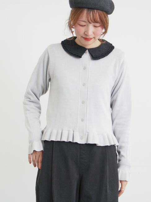 Samansa Mos2「フリルニットカーディガン」|カーディガン|グレー