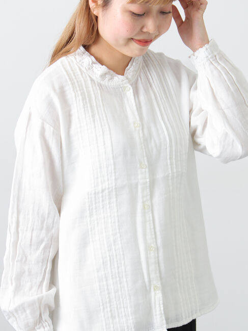 Samansa Mos2「襟フリルレース重ねブラウス」|シャツ・ブラウス|