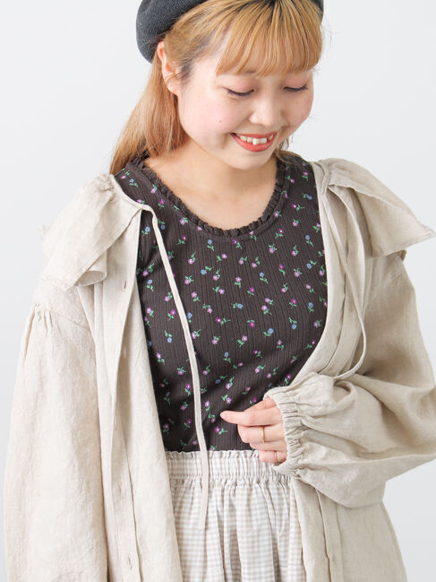 Samansa Mos2「花柄パターンメッシュレース付ノースリーブ」|Tシャツ・カットソー|