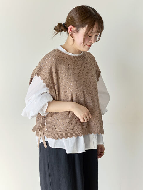 Samansa Mos2「【Cross&times;Staff】前後2WAYニットベスト」|ダウンベスト・ベスト|