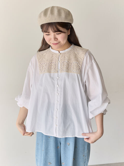Samansa Mos2「【Cross&times;Staff】レース襟付きブラウス」|シャツ・ブラウス|