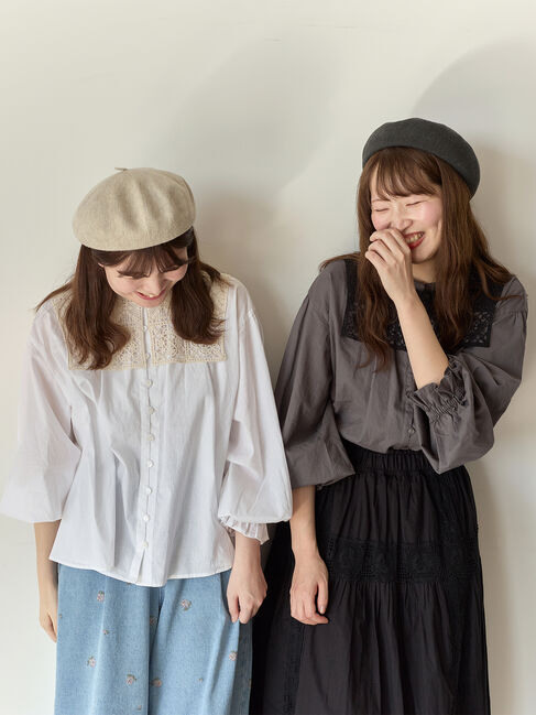 Samansa Mos2「【Cross&times;Staff】レース襟付きブラウス」|シャツ・ブラウス|