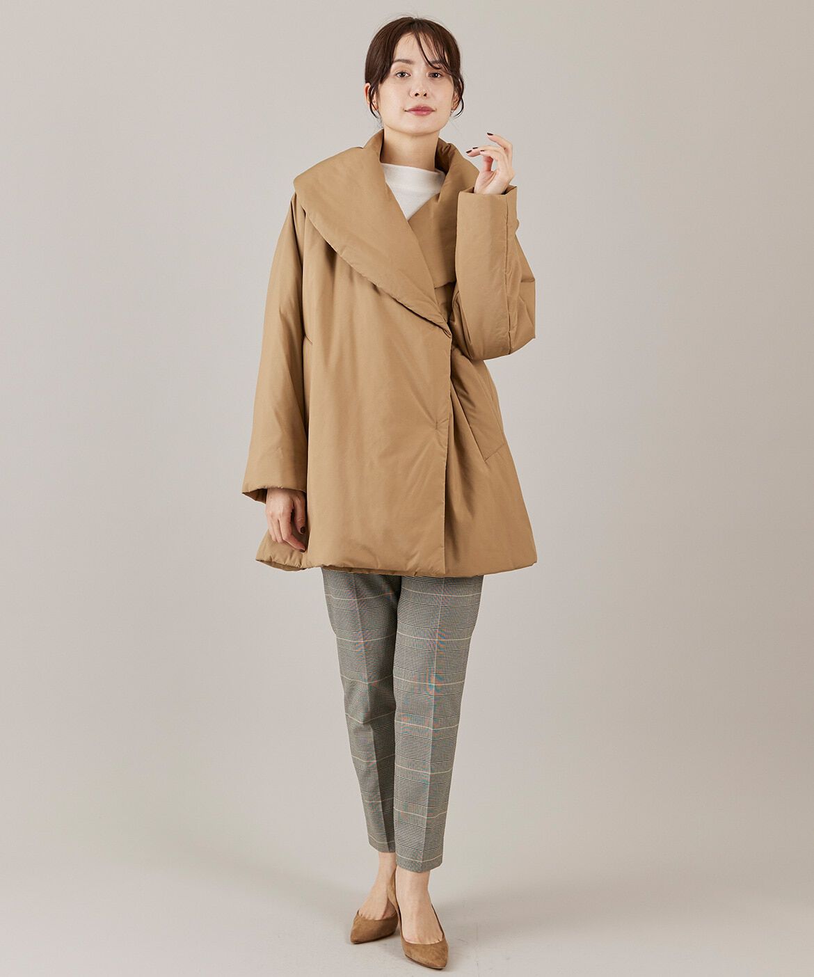 INED「ショールカラーミドル丈中綿コート《LIMONTA EAST》」|ピーコート|