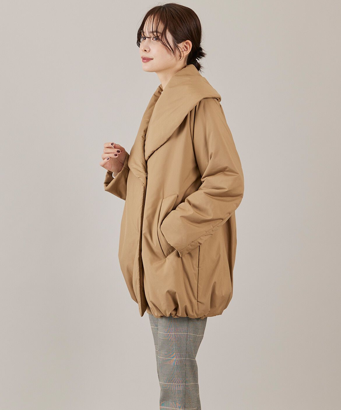 INED「ショールカラーミドル丈中綿コート《LIMONTA EAST》」|ピーコート|