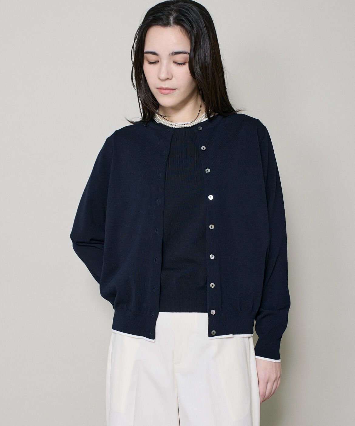 DAY by DAY it&rsquo;s international「配色クルーネックアンサンブル」|カーディガン|ネイビー