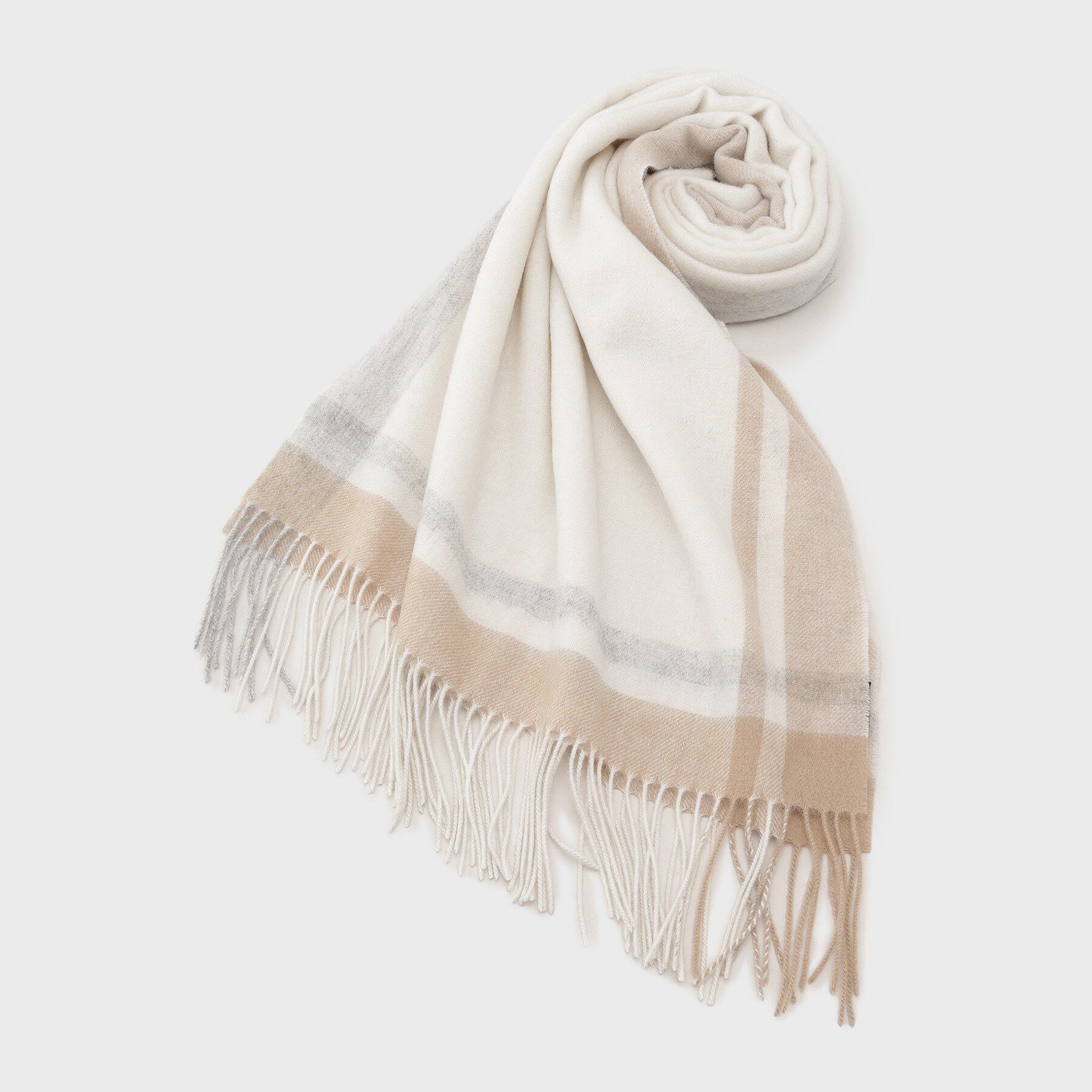 UNTITLED「【名品／定番人気】ウールチェックストール」|ストール|グレージュ(250)