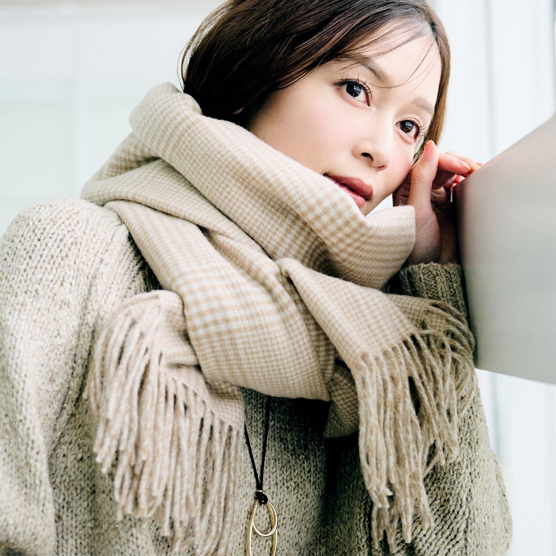 UNTITLED「ハウンドトゥース柄ウールカシミヤストール」|ストール|