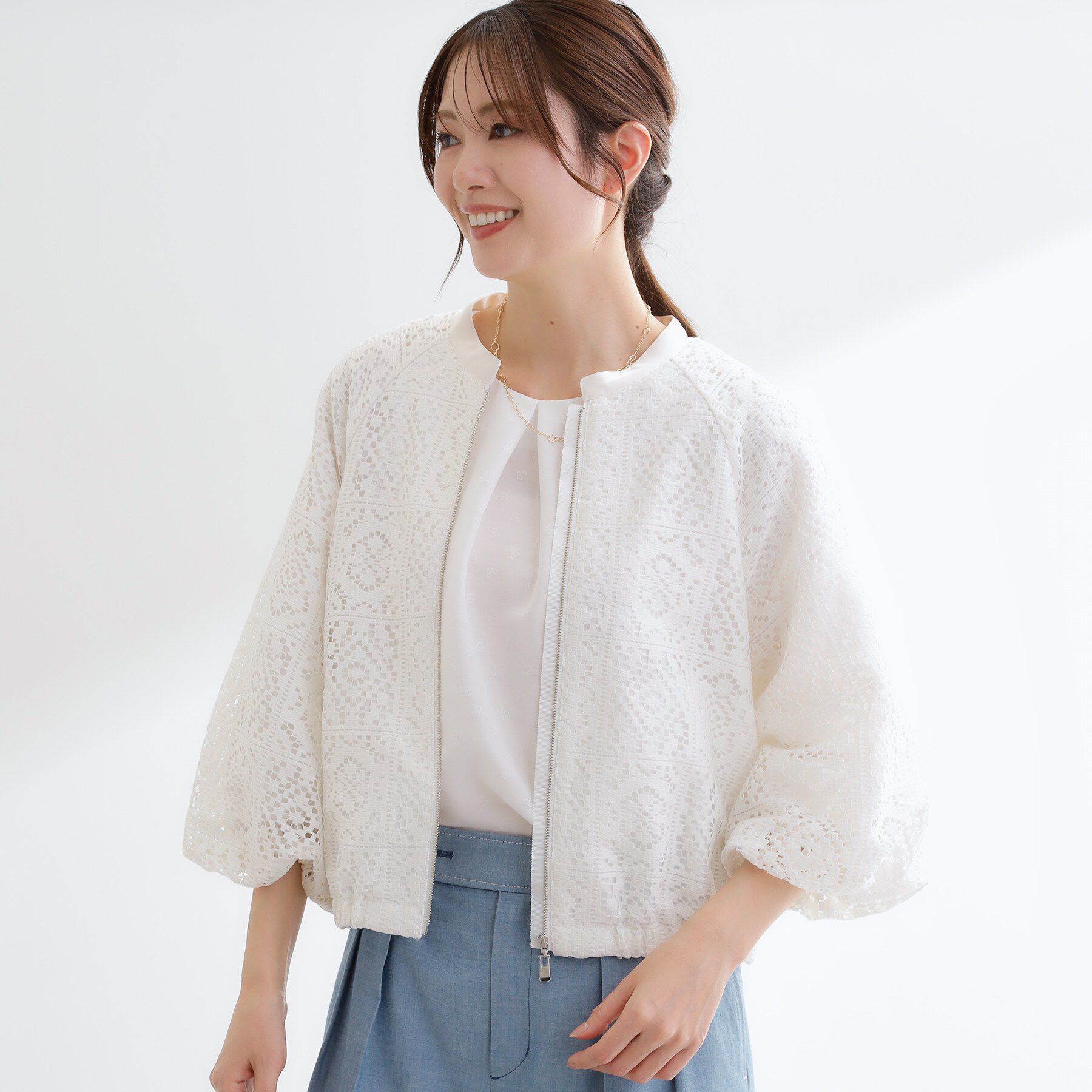 Reflect「【セットアップ可】ジップアップレースショートブルゾン」|ブルゾン・スタジャン|