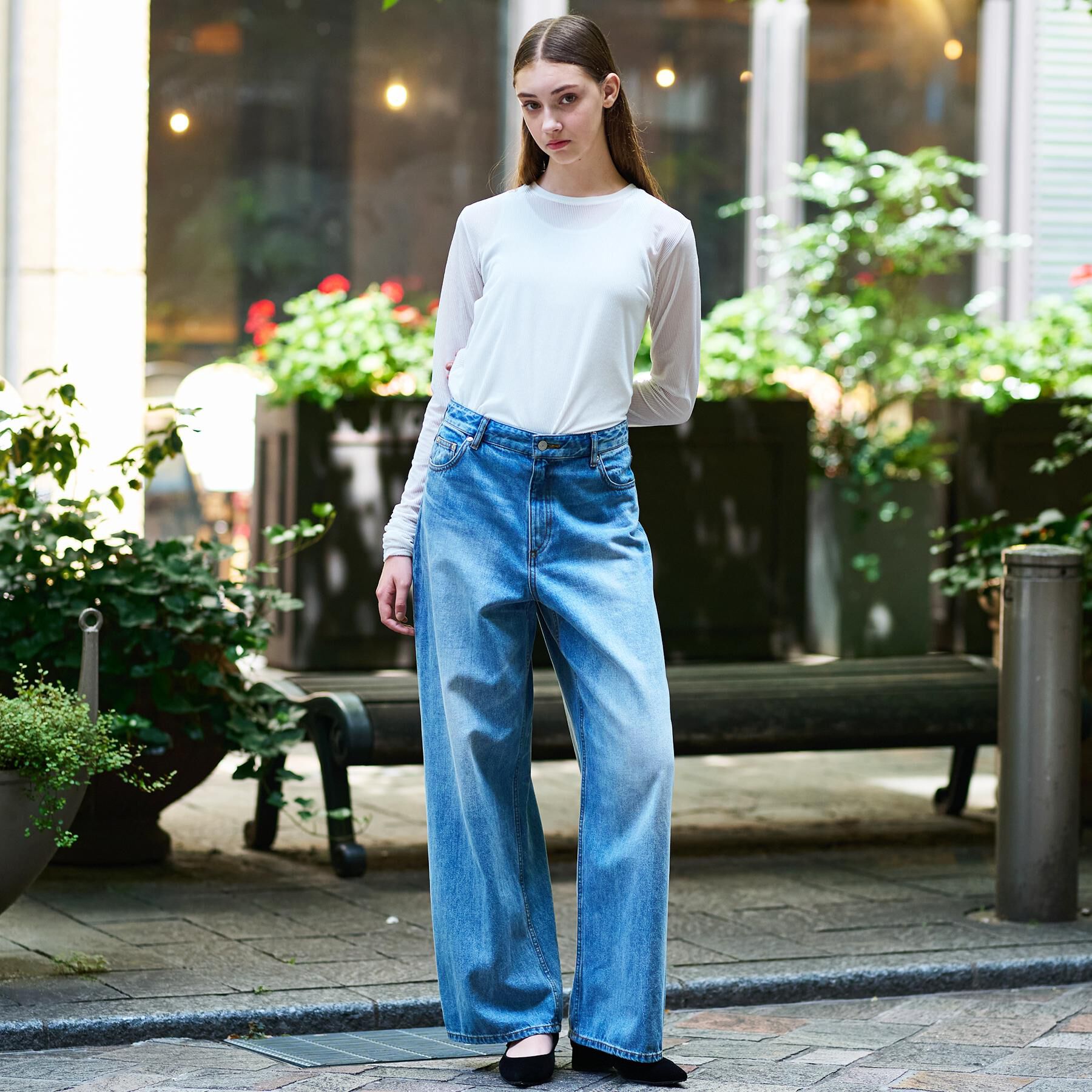 DRESSTERIOR「ヴィンテージ加工ワイドデニムパンツ」|デニム|