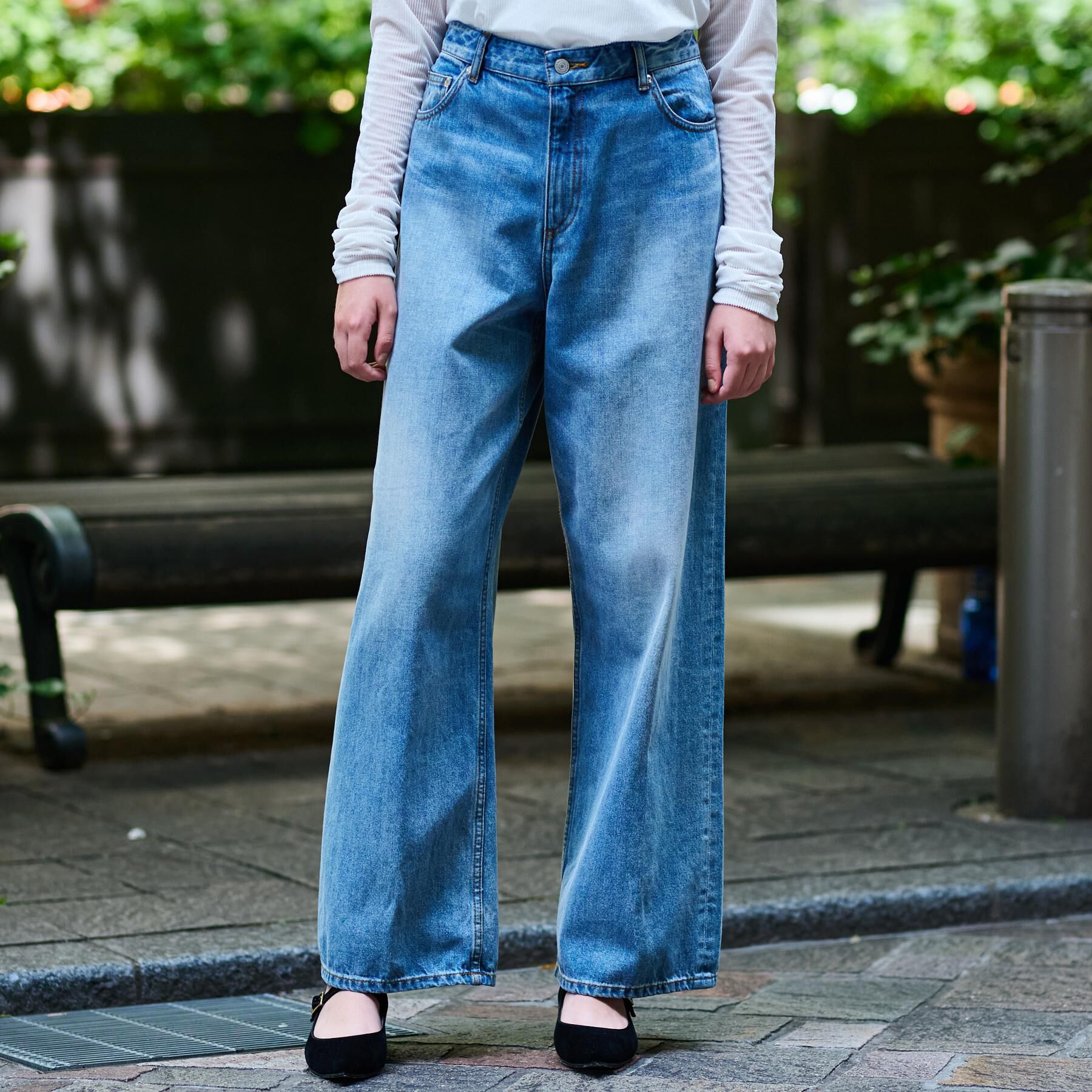 DRESSTERIOR「ヴィンテージ加工ワイドデニムパンツ」|デニム|