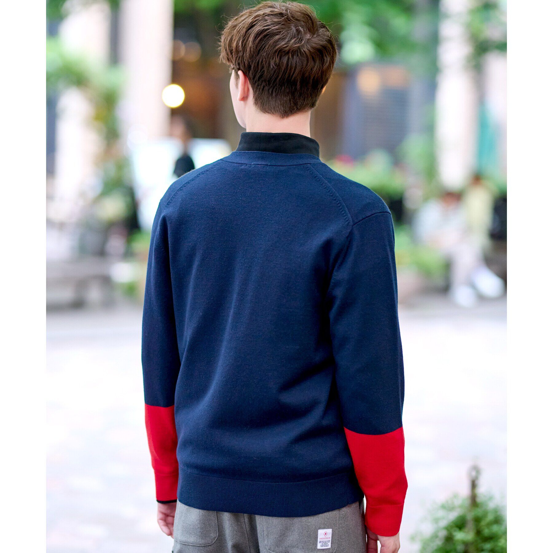 DRESSTERIOR「スリーブカラーブロックカーディガン」|カーディガン|