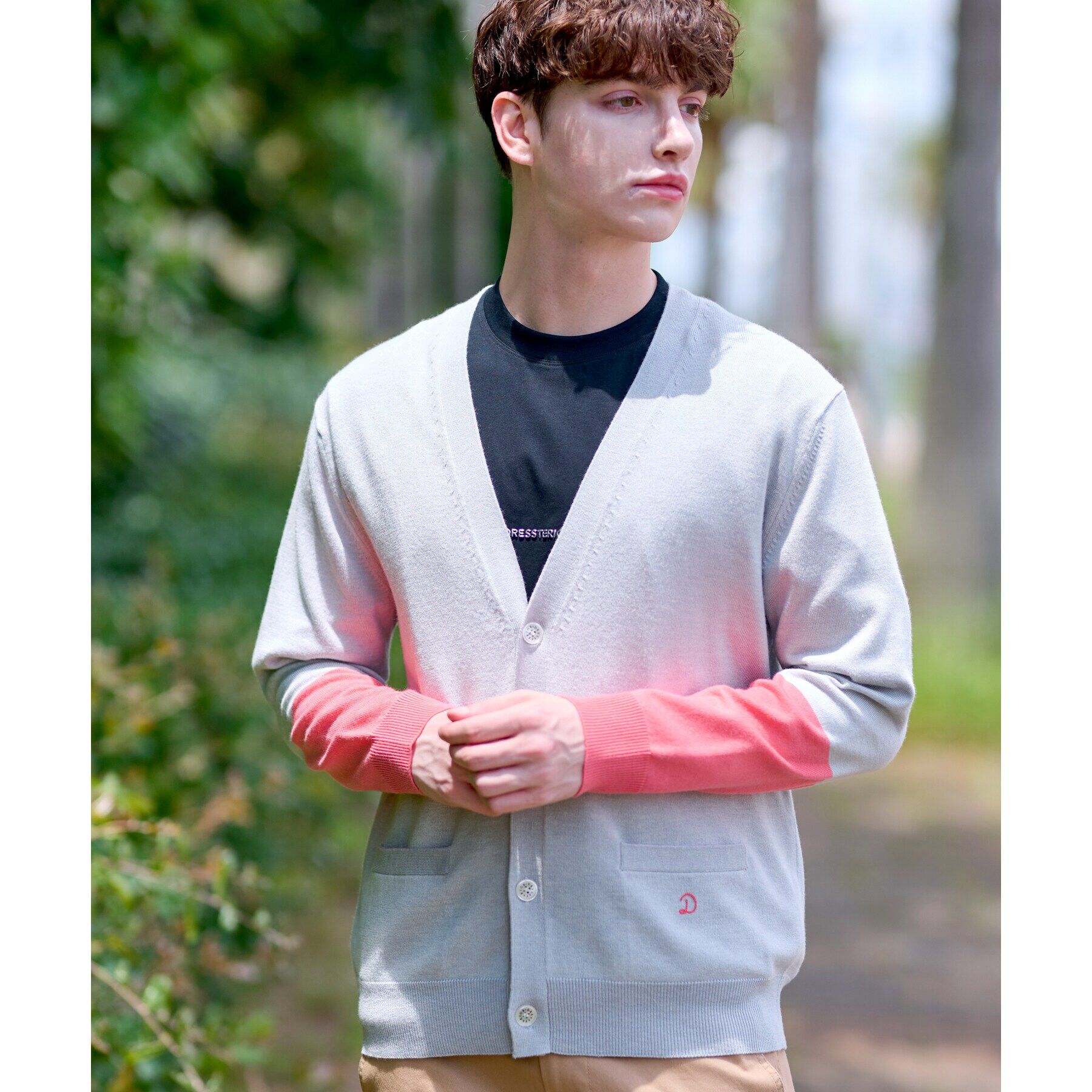 DRESSTERIOR「スリーブカラーブロックカーディガン」|カーディガン|