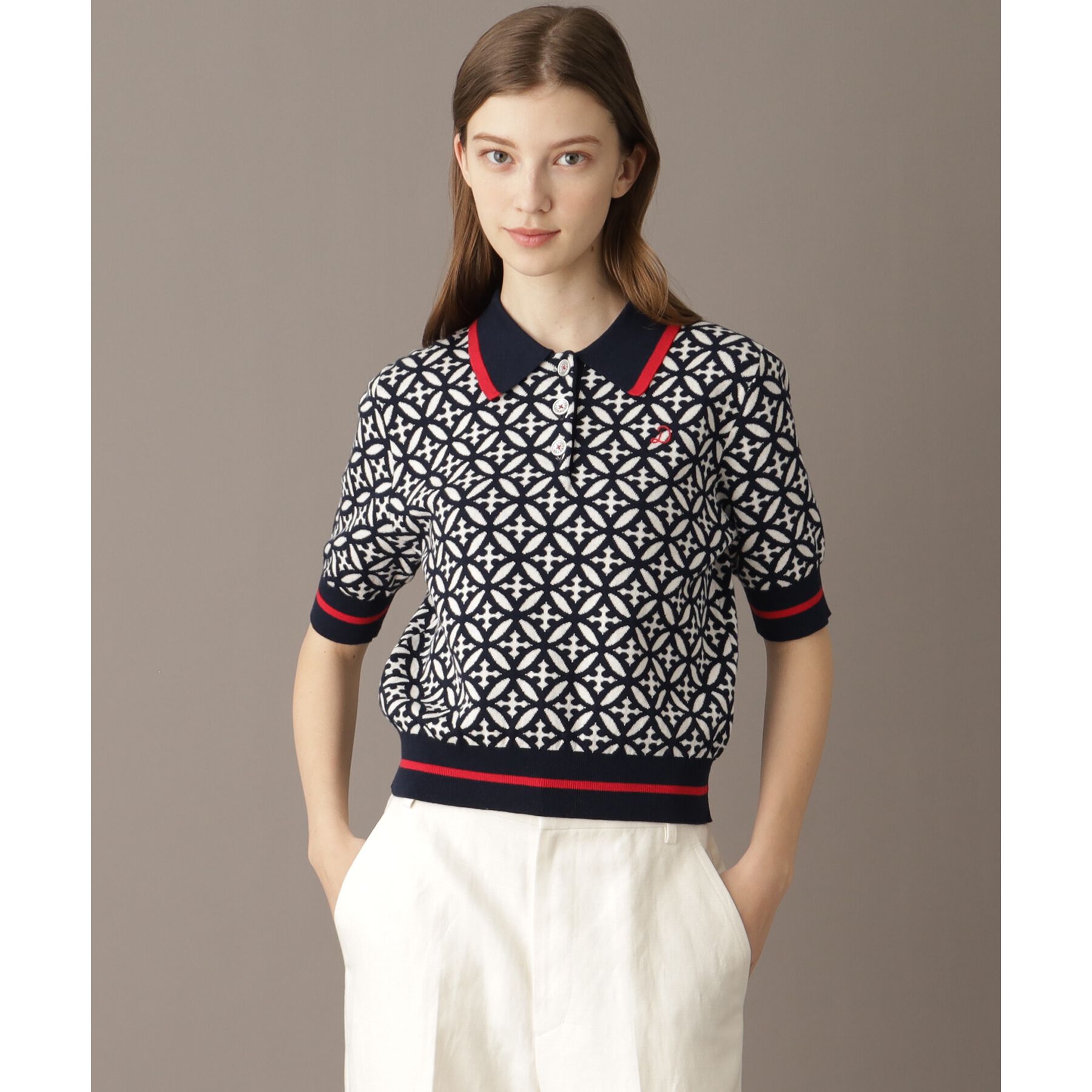 DRESSTERIOR「オーバーラップサークルジャカードポロニット」|ニット・セーター|