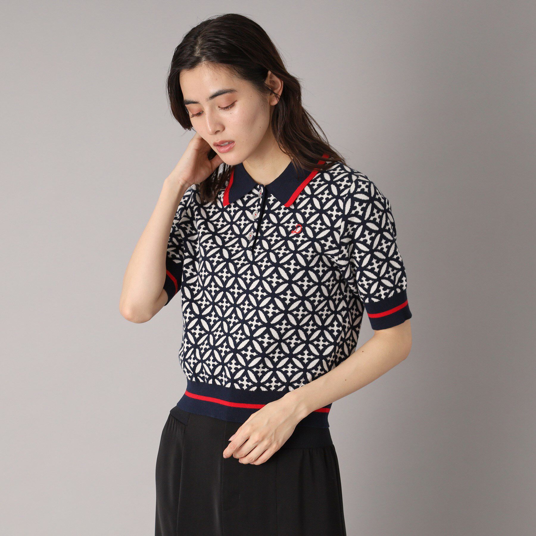 DRESSTERIOR「オーバーラップサークルジャカードポロニット」|ニット・セーター|