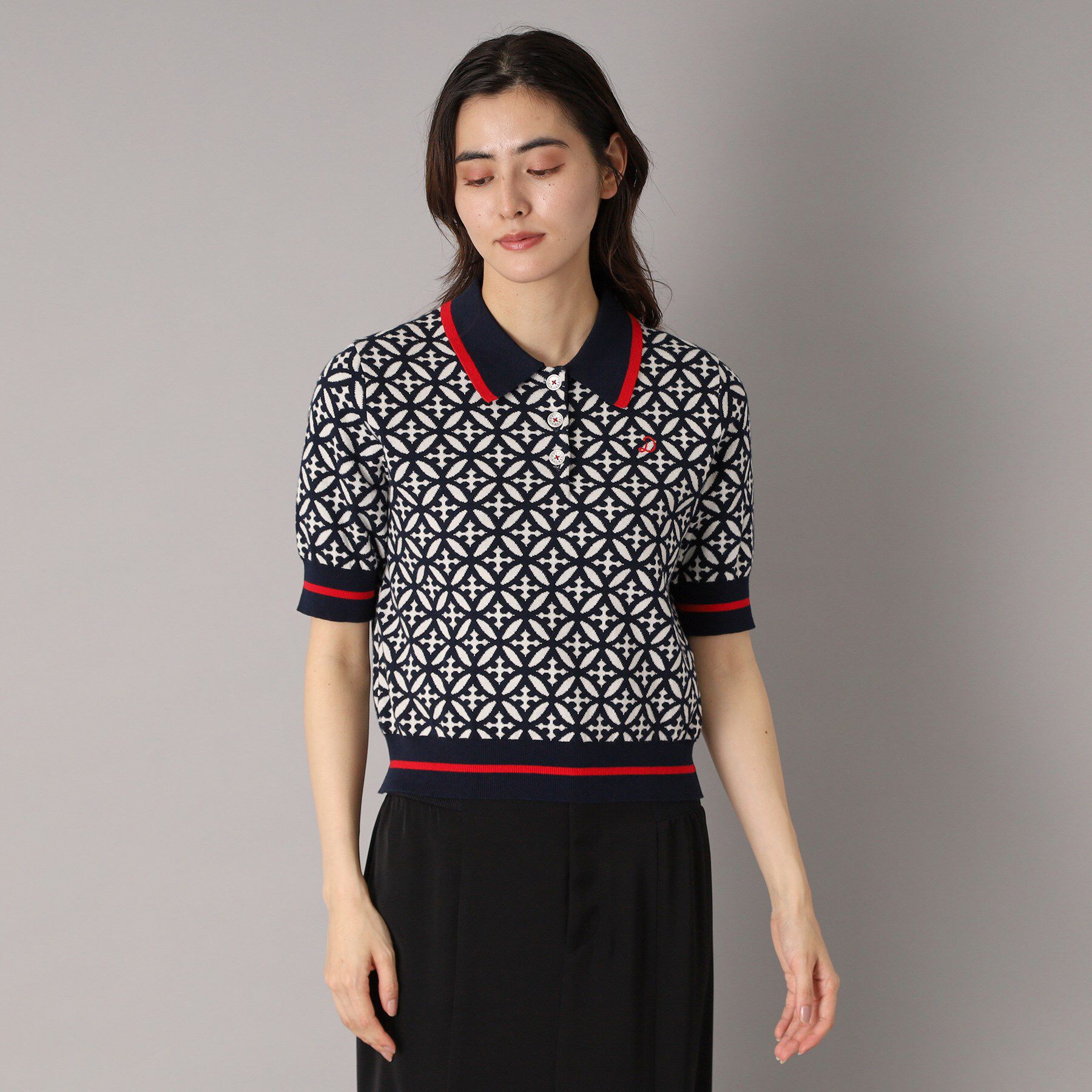 DRESSTERIOR「オーバーラップサークルジャカードポロニット」|ニット・セーター|