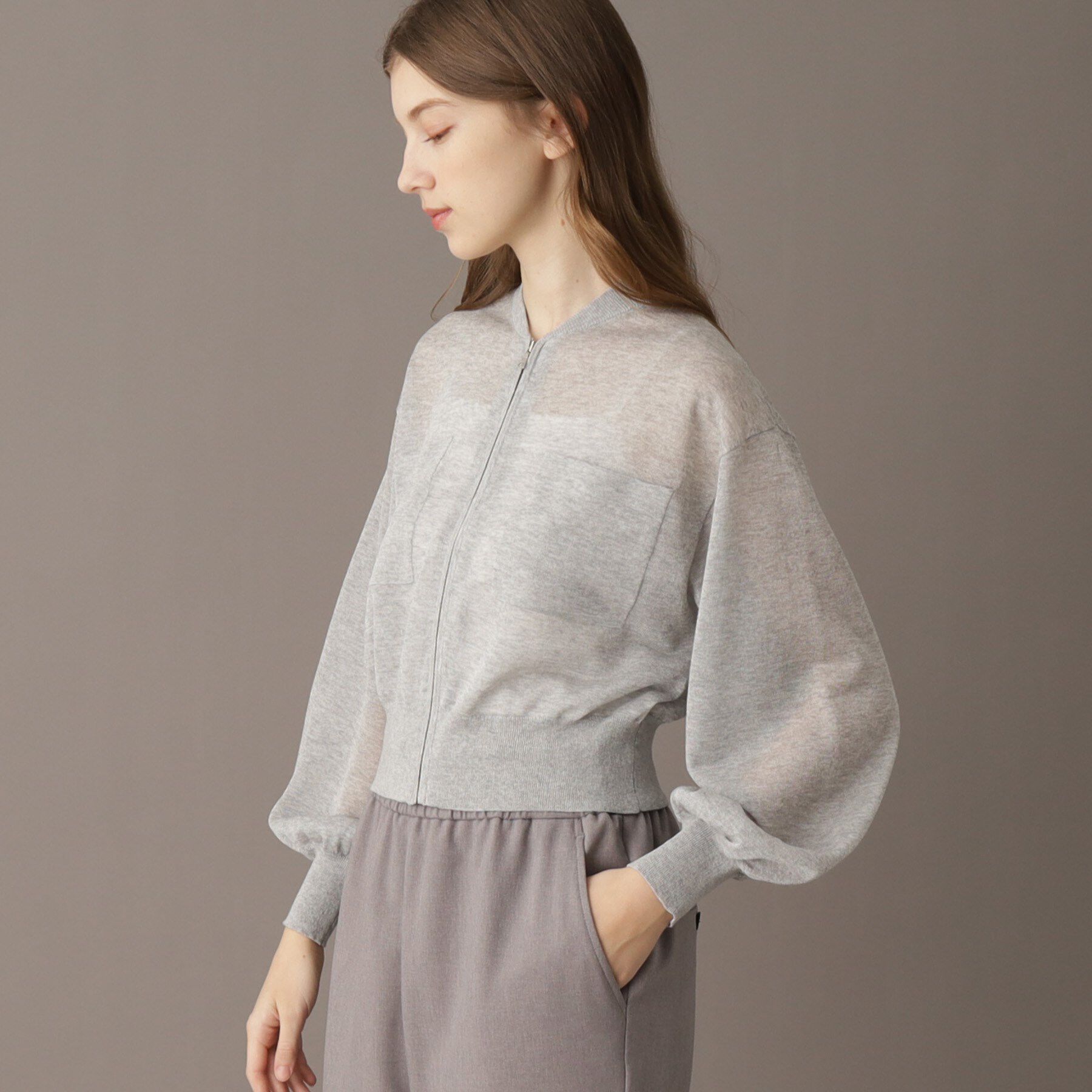 DRESSTERIOR「【洗える/清涼感】シアージップアップニットブルゾン」|ブルゾン・スタジャン|