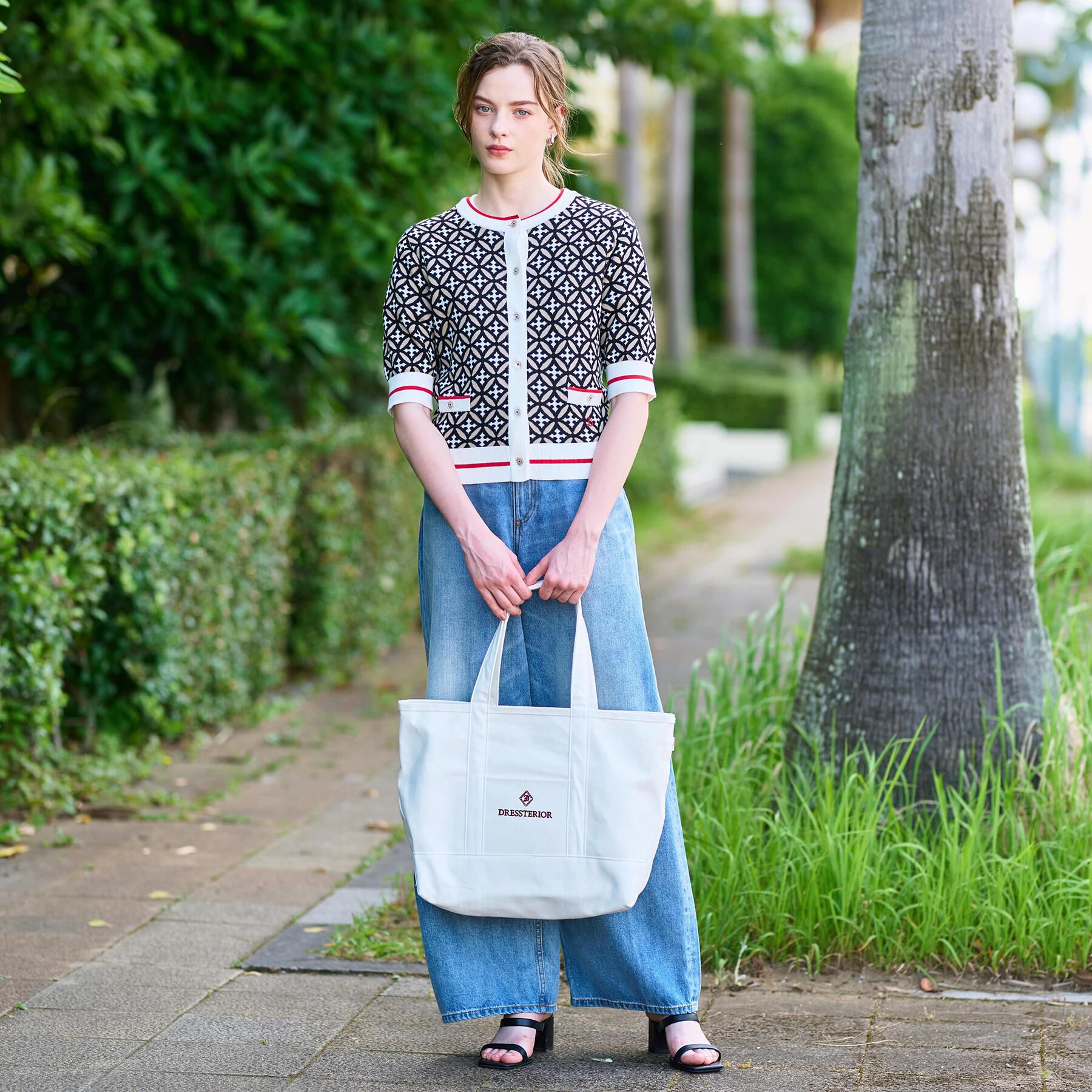 DRESSTERIOR「【美人百花/モデル美香着用】オーバーラップサークルハーフスリーブカーディガン」|カーディガン|