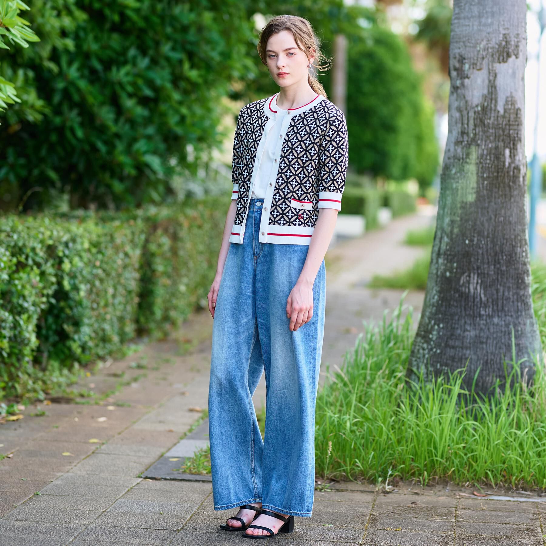 DRESSTERIOR「【美人百花/モデル美香着用】オーバーラップサークルハーフスリーブカーディガン」|カーディガン|