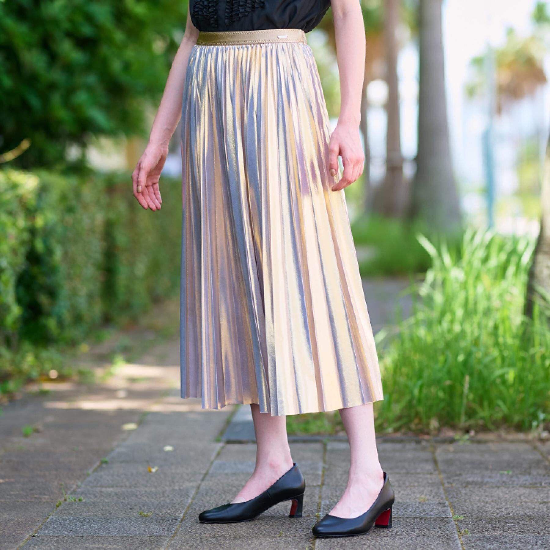 DRESSTERIOR「【洗える/ストレッチ性/オンオフ】箔プリントプリーツスカート」|スカート|